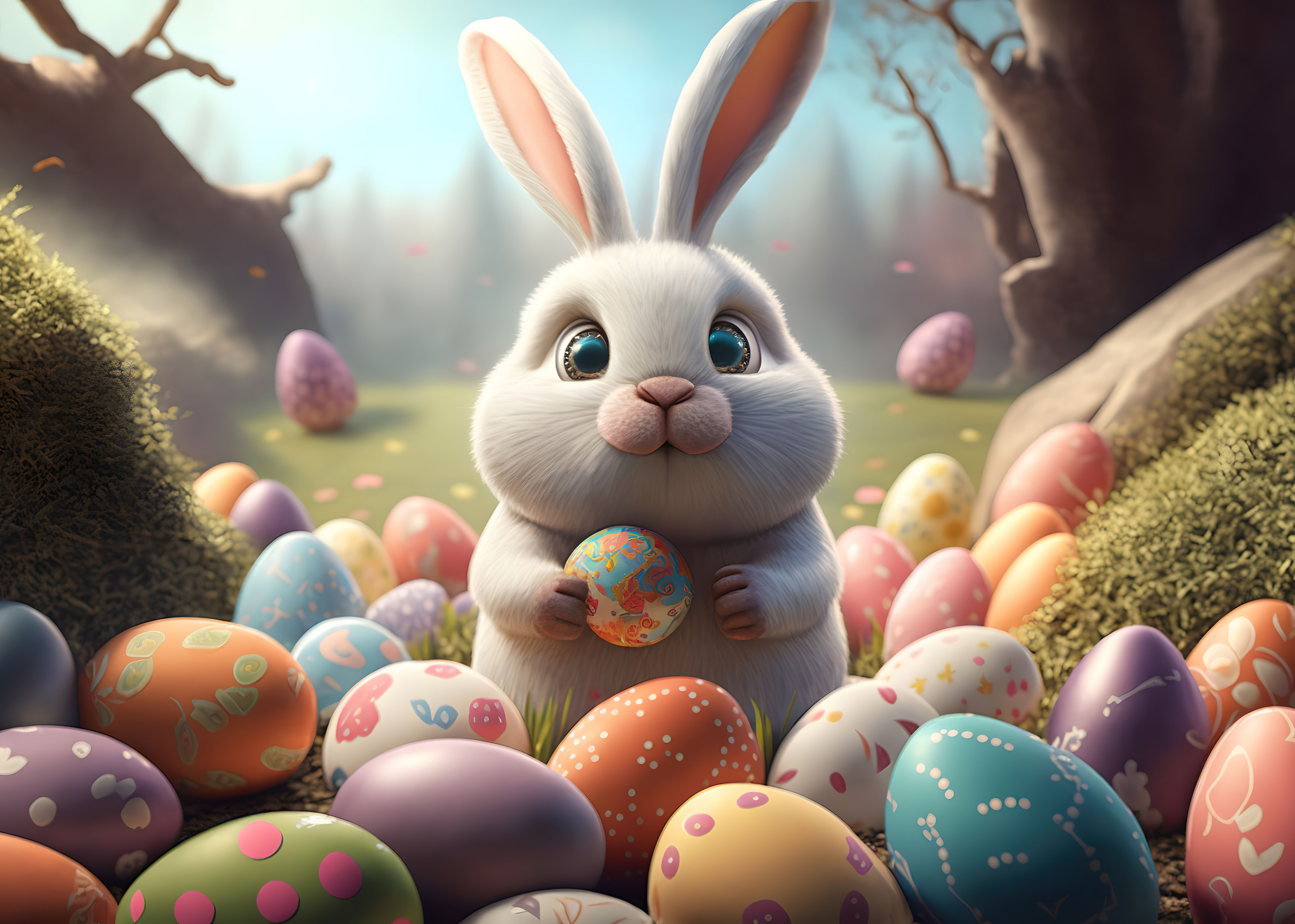 Easter bunny and spring wallpaper seamless Vector Image