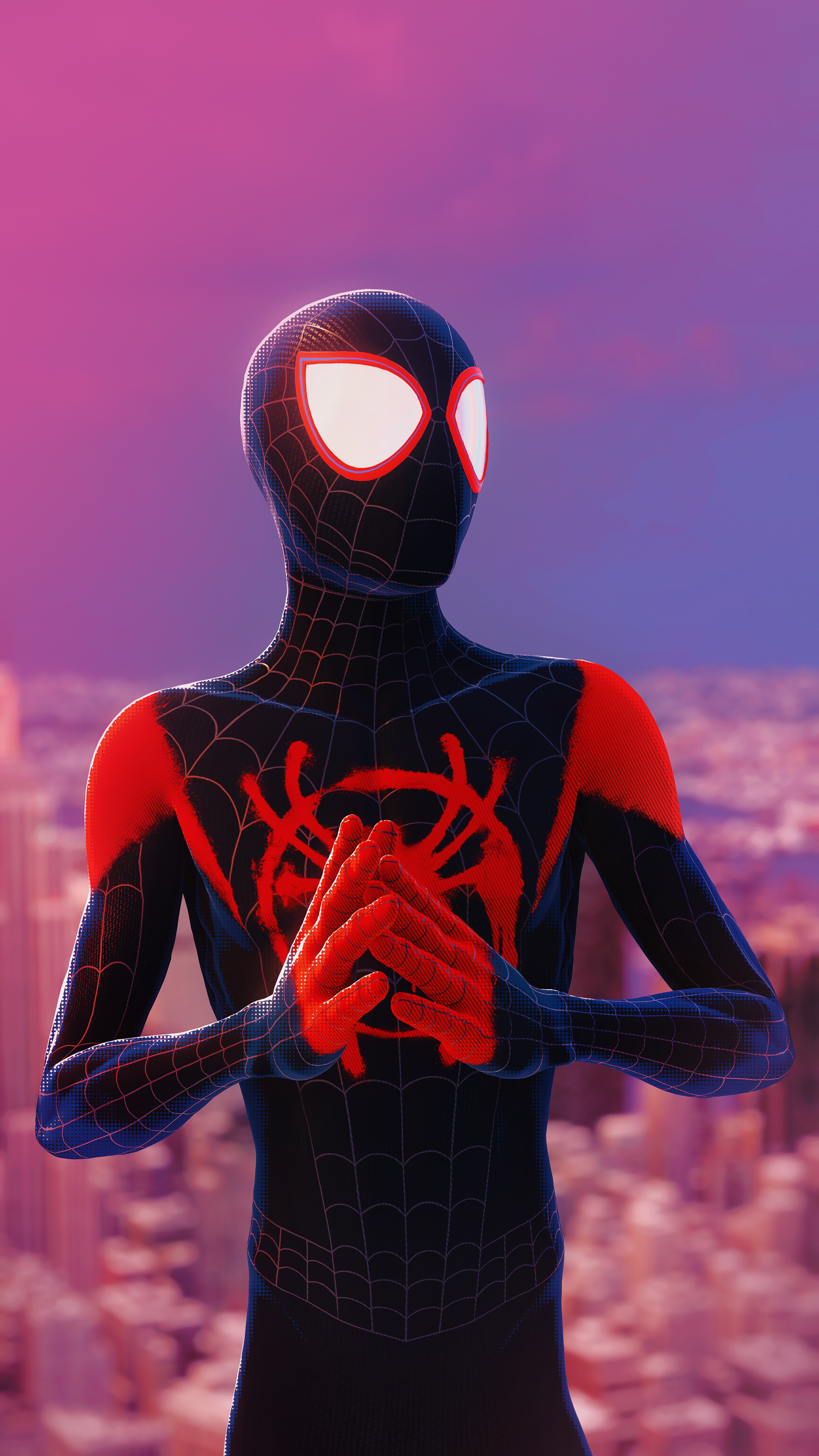 Download wallpaper 750x1334 miles morales black suit spiderman into the  spiderverse iphone 7 iphone 8 750x1334 hd background 15269