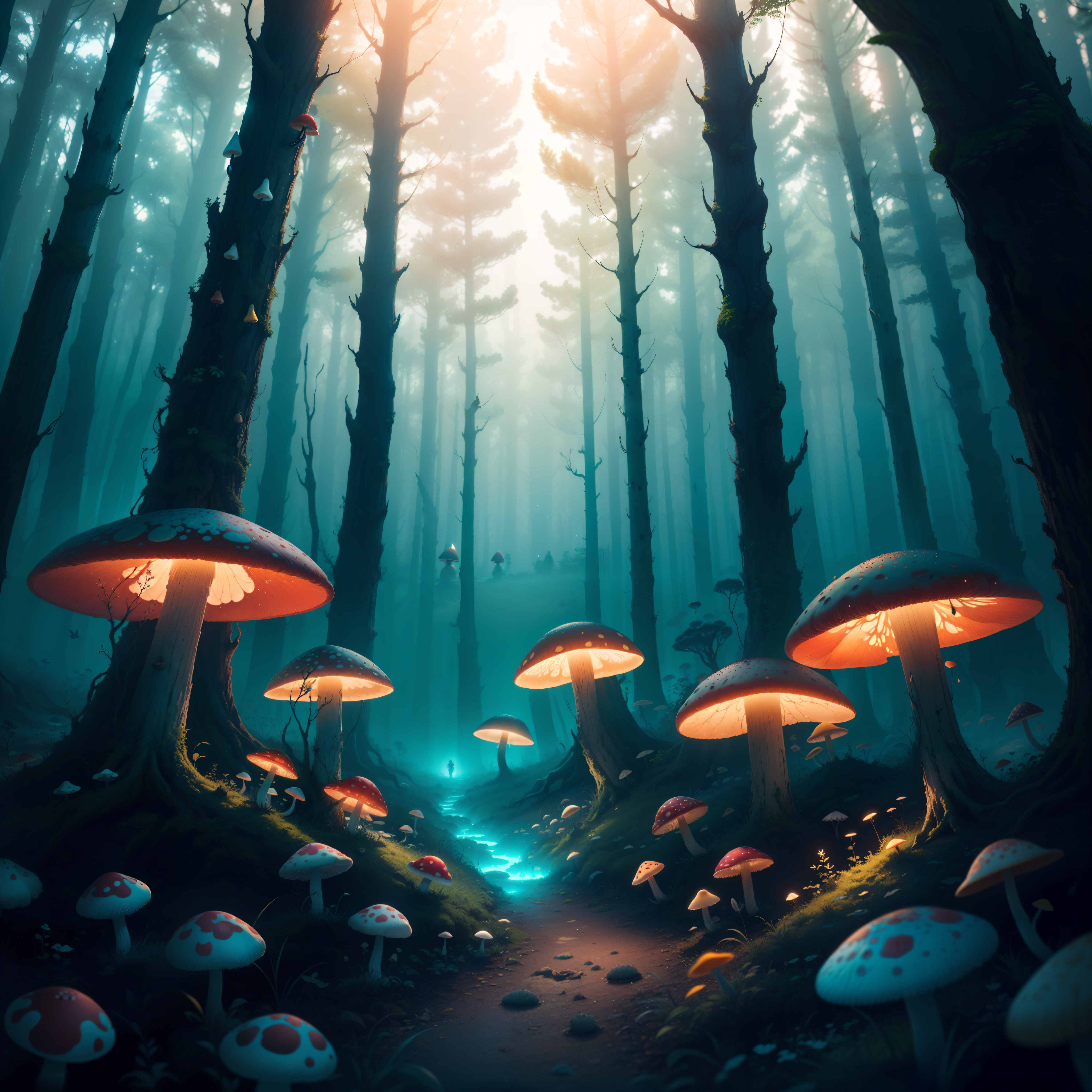 Beautiful poison mushroom in the woods