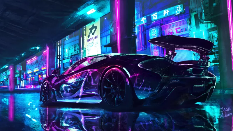 Cyberpunk, McLaren, Supercars, Neon art