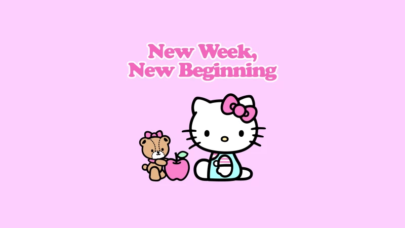 New week new beginning, Hello Kitty HD, Pink background