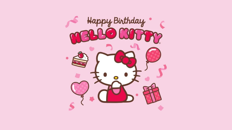 Happy Birthday Hello Kitty, Pink background