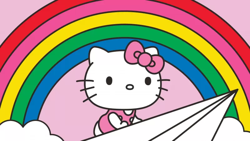 Cute hello kitty with Rainbow, 4K