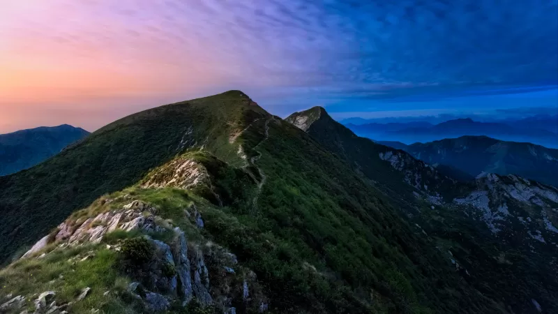 Monte Tamaro, Mountain ridge, Ticino morning, 5K wallpaper
