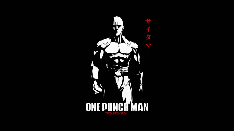 Saitama 5K, One Punch Man, Black background 5K
