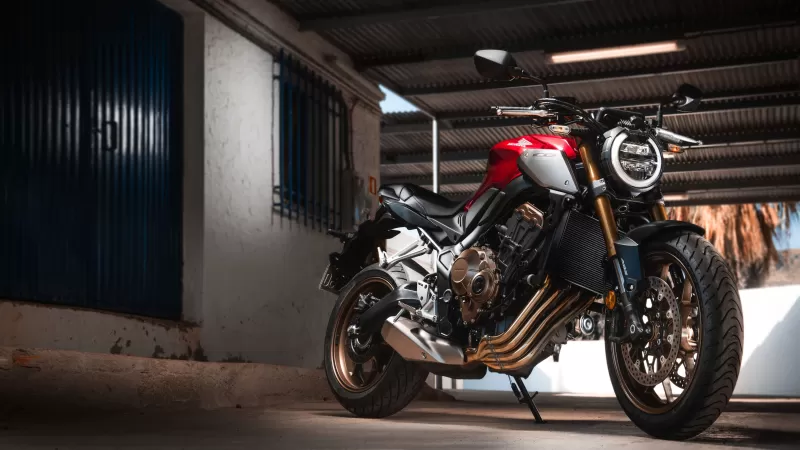 Honda CB650R, Neo Sports Cafe, Red naked bike, Garage, 4K wallpaper