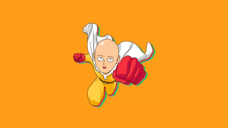 One Punch Man, Saitama 5K, Yellow background
