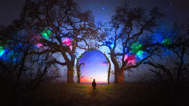 Surreal Dream, Desktop background 4K, Alone, Doorway, Spectrum, Portal