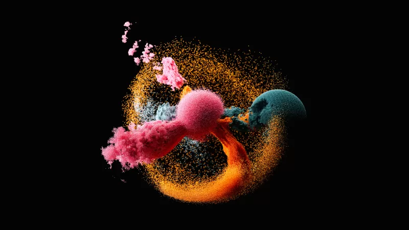 Particle explosion, Simulation, Black background, 5K, 8K