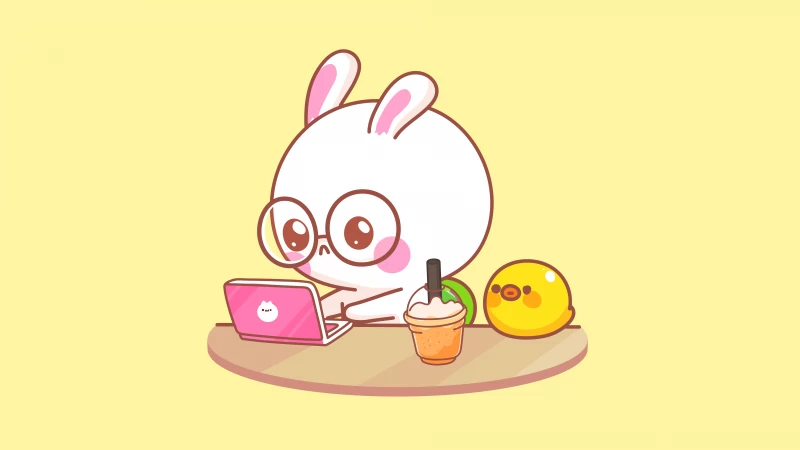 Cute rabbit, Kawaii rabbit, Adorable, Kawaii cartoon, Working, Duck, 5K, 8K