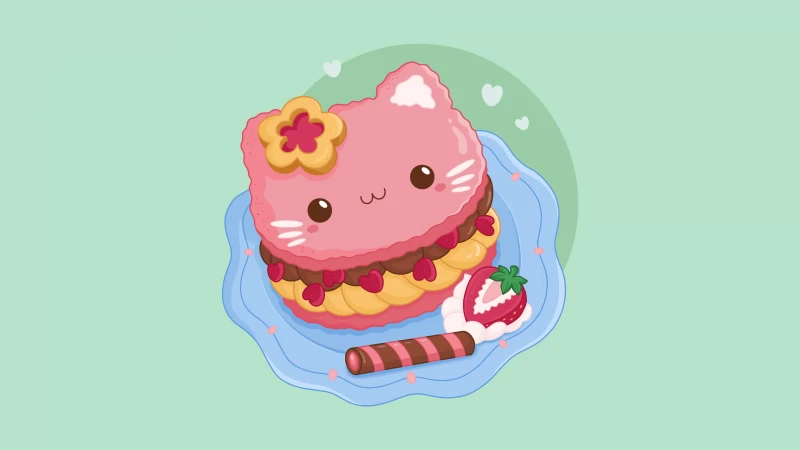 Cute Kawaii cupcake, Delicious, Kawaii face