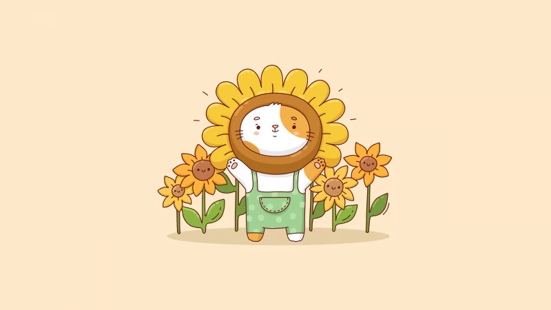 Kawaii sunflowers, Cute costume, Kawaii costume, Cute sunflowers, 5K, Adorable