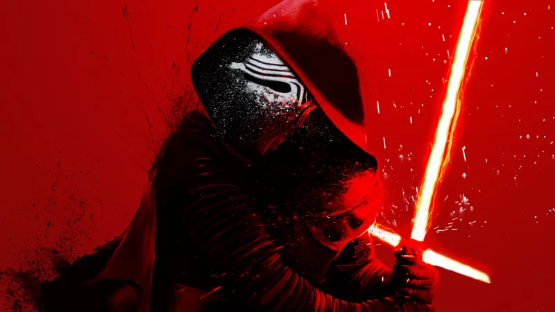 Kylo Ren, Star Wars, Red background