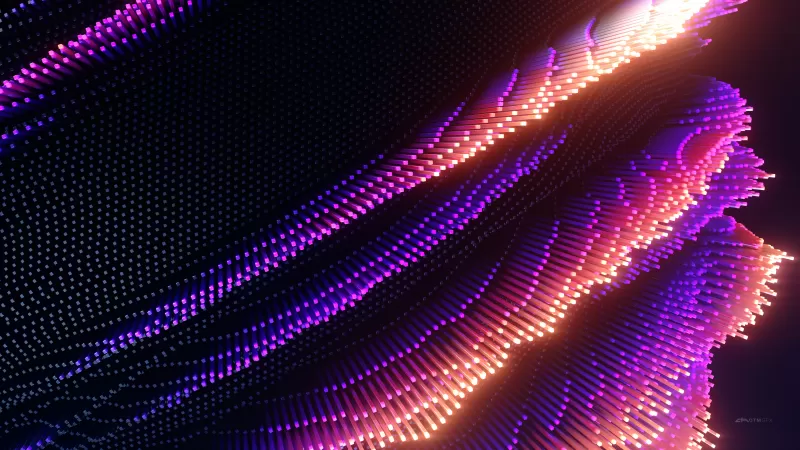 Purple particle wave, Dark background, 3D, 4K wallpaper