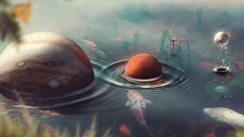 Planets, Surreal 4K wallpaper