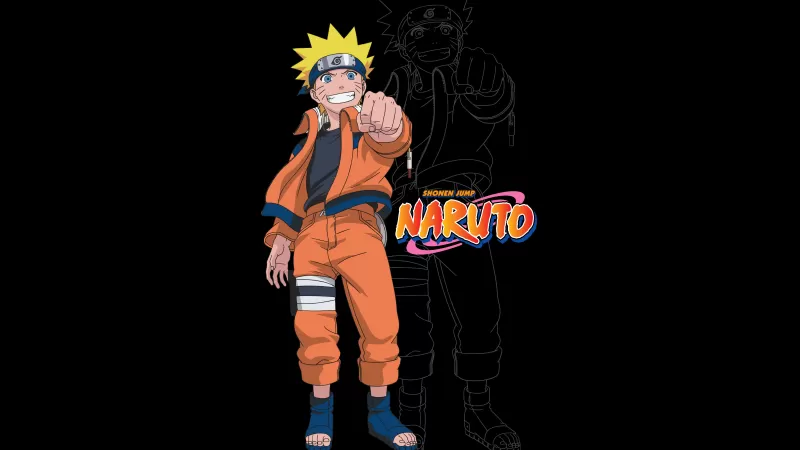 Naruto Uzumaki, Black background, 5K
