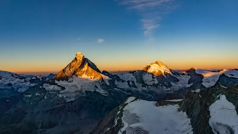 Matterhorn wallpaper, Dent d'Hérens, Sunrise peaks