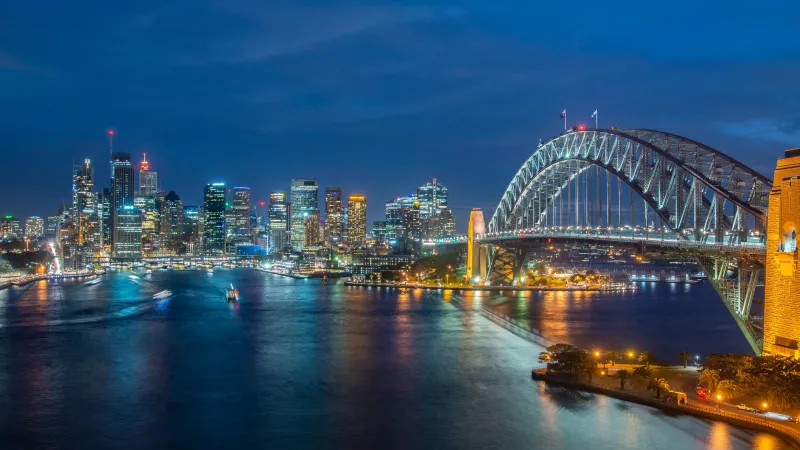 Sydney Harbour Bridge 4K, Cityscape, Night City, Australia