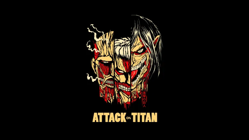 Attack on Titan, Shingeki no Kyojin, 5K, AMOLED, Black background