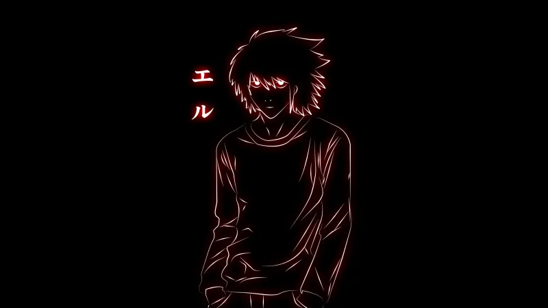 Light Yagami, Black background, Glowing, Death Note, 5K, Minimalist