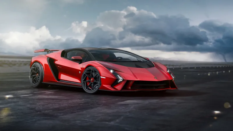 Lamborghini Invencible, Red one-off hypercar, Stormy sky, 2024 wallpaper