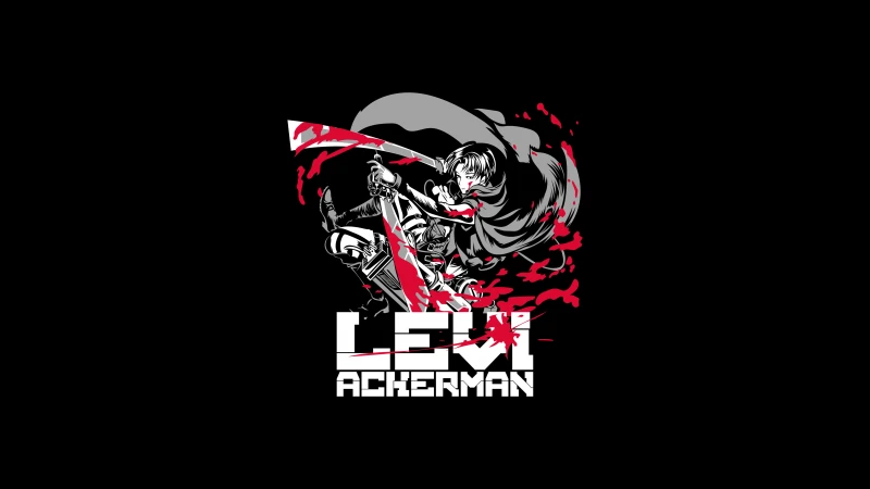 Levi Ackerman, Attack on Titan, Minimalist, Black background, 5K, Shingeki no Kyojin