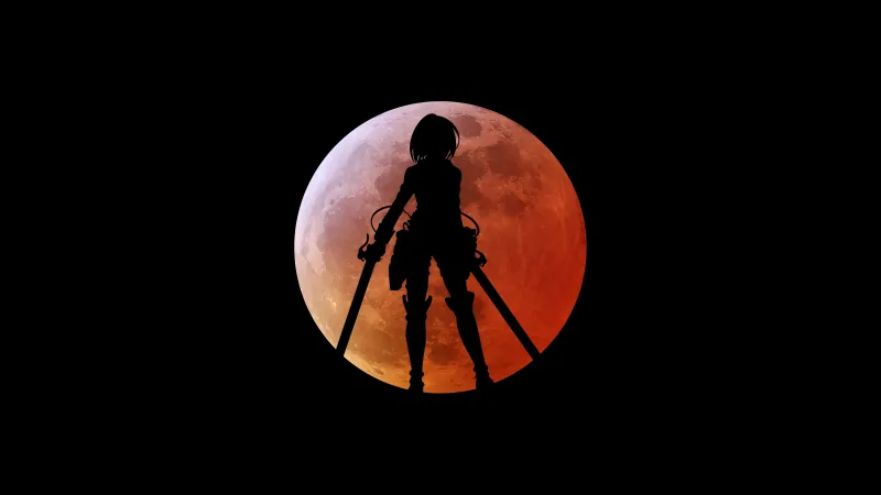 Mikasa Ackerman, Attack on Titan, 5K, Black background