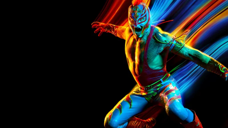 WWE 2K22, Rey Mysterio, PC Games, Black background, PlayStation 5, PlayStation 4, Xbox One, Xbox Series X and Series S