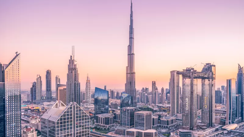 Burj Khalifa, Dubai, Skyscraper, Cityscape, Skyline, Modern architecture, Blue hour, Metropolitan, Urban