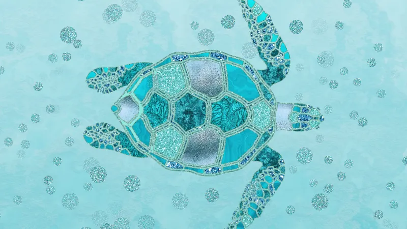 Turquoise background 4K, Tortoise, Mosaic art, Turtle, Aqua background