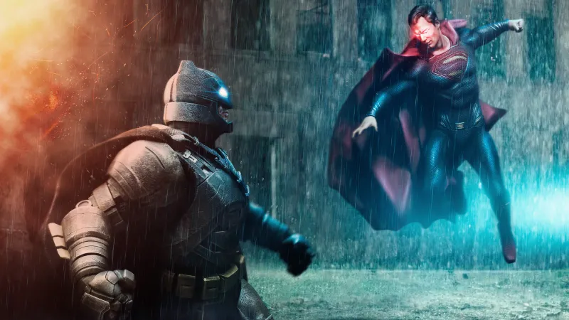 Batman vs Superman wallpaper, Batman v Superman, Rain, Fight scene