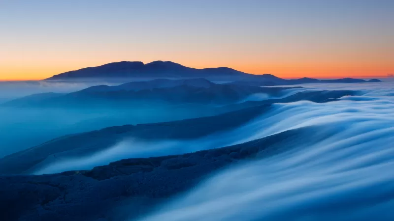 Huawei MediaPad M5 stock wallpaper, Sea of clouds, Sunset