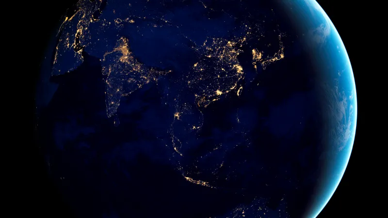 Planet Earth, India, Asia, Earth at Night, 5K, 8K, Black background