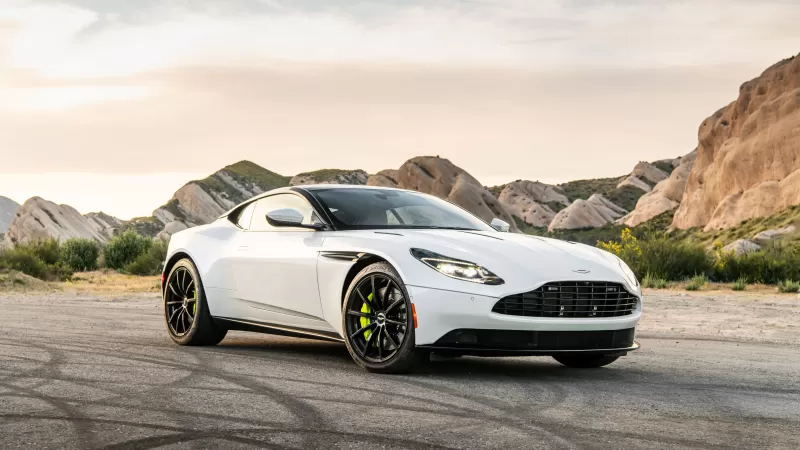Aston Martin DB11 AMR wallpaper, White grand tourer, Desert rocks, 2020