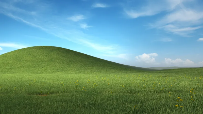 Windows XP Landscape, 4K wallpaper, Nostalgic, Grass field