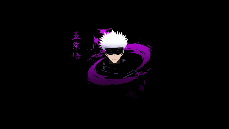 Satoru Gojo, Jujutsu Kaisen, Black background, 5K