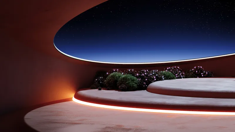 Windows 365 wallpaper, Starry sky window, Surreal interior