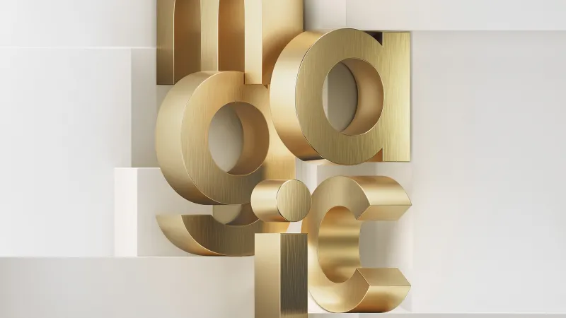 Honor Magic VS, Typography, Stock, Golden letters