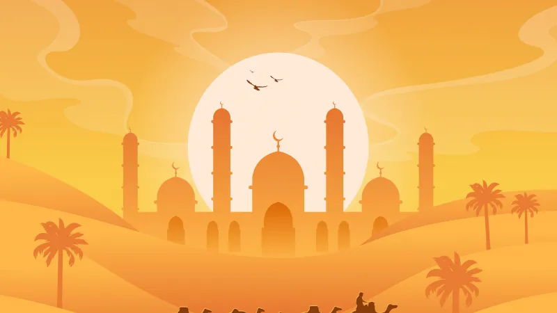 Ramadan Kareem 4K, Islamic, Yellow background