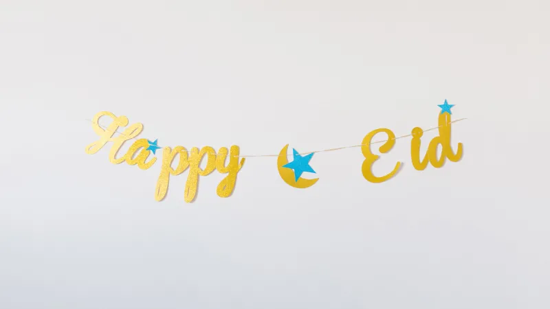 Happy eid, White background, 5K