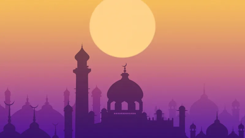 Ramadan Mubarak 4K, Mosque, Gradient background