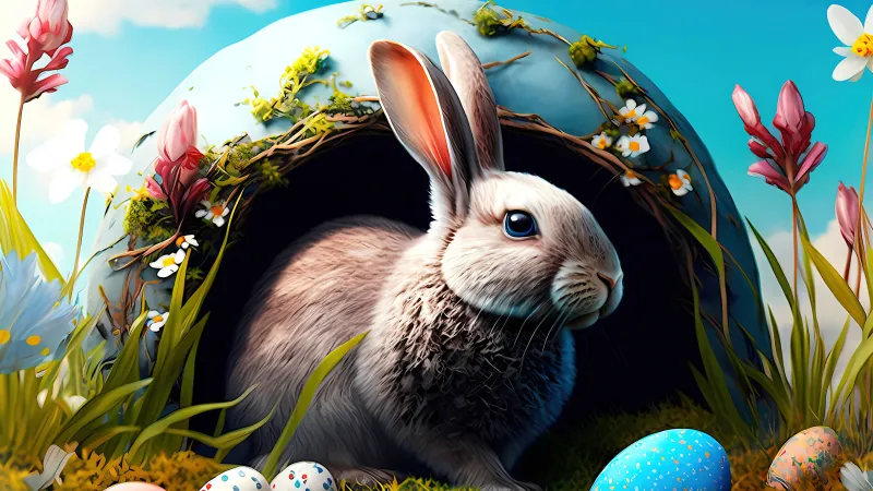 Easter Bunny, Easter eggs, AI art