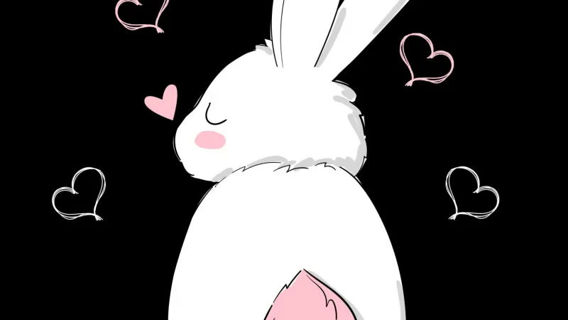 Cute easter bunny, Black background