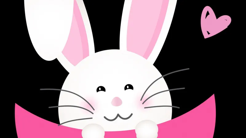 Cute easter bunny, Black background