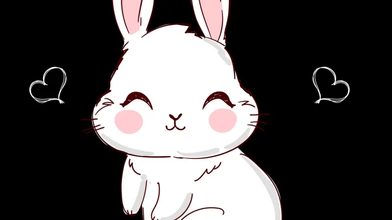 Cute easter bunny, Black background