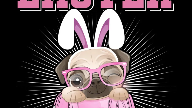 Happy Easter, Pink, Black background
