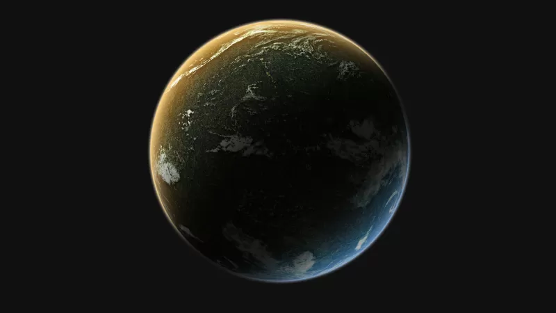 Dark planet, Earth, Black background 4K
