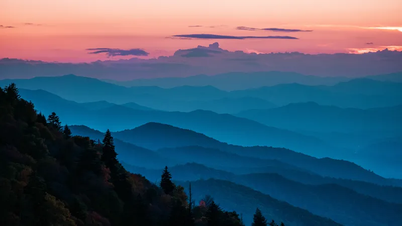 Blue Ridge Mountains, USA, Layers, Appalachian Mountains range, Scenic, Hiking trail, 5K, 8K