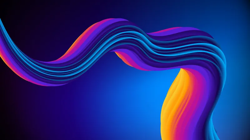 3D wave ribbon wallpaper, Blue gradient, Colorful