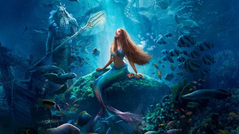 The Little Mermaid 8K wallpaper, Halle Bailey as Ariel, Disney Princess, 2023 Movies, Disney